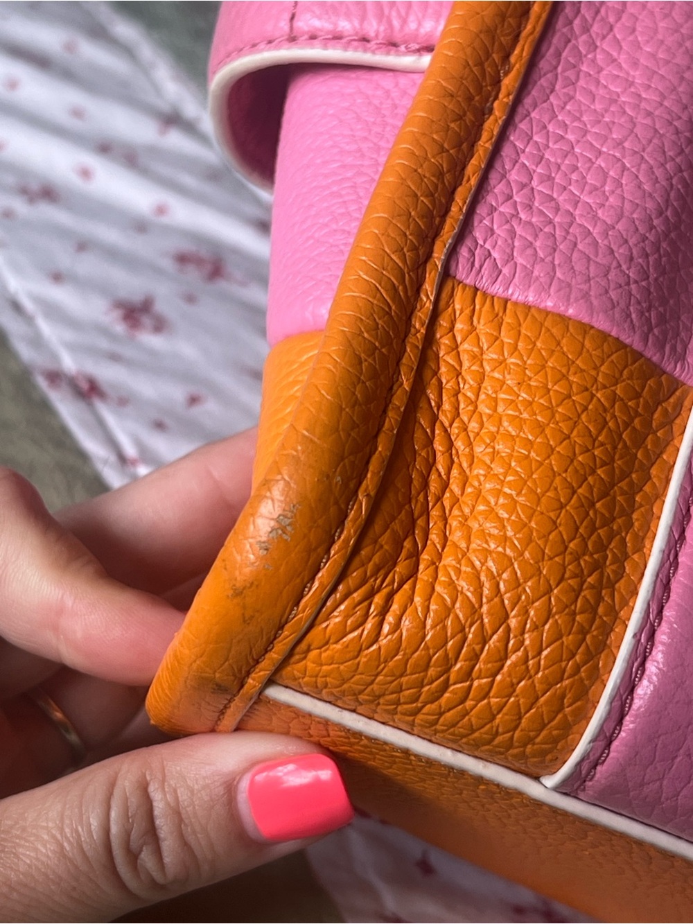 Marc Jacobs Pink and Orange Pebbled Leather Tote - Picture 13 of 16